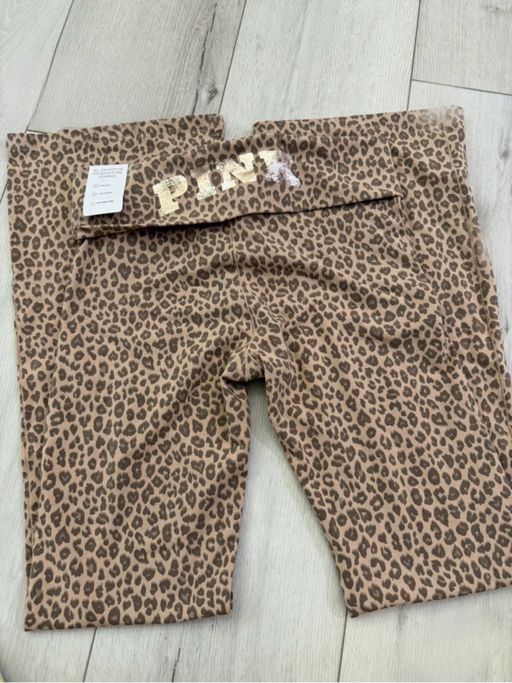 PINK Leopard Print flared leggings / brand new Medium